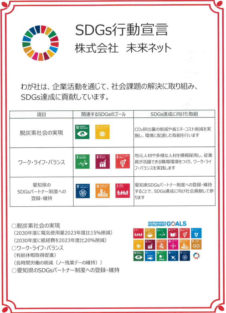 未来ネットのSDGs行動宣言